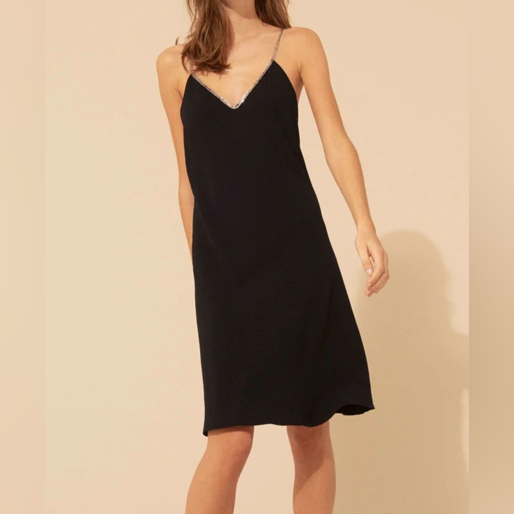 ba&sh Black Midi Dress with Silver Accents